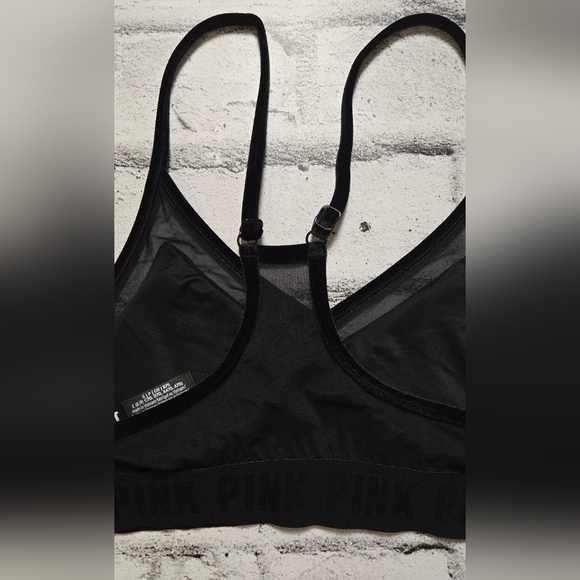 Pink Sport Victoria's Secret Black Velvet and Sheer Trim Push Up Bra - Picture 7 of 13